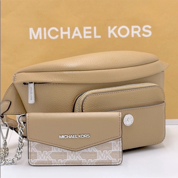 Michael Kors Maisie Lg Pebbled Leather 2-in-1 Sling Pack Fanny Pack Waist Belt - Picture 16 of 16